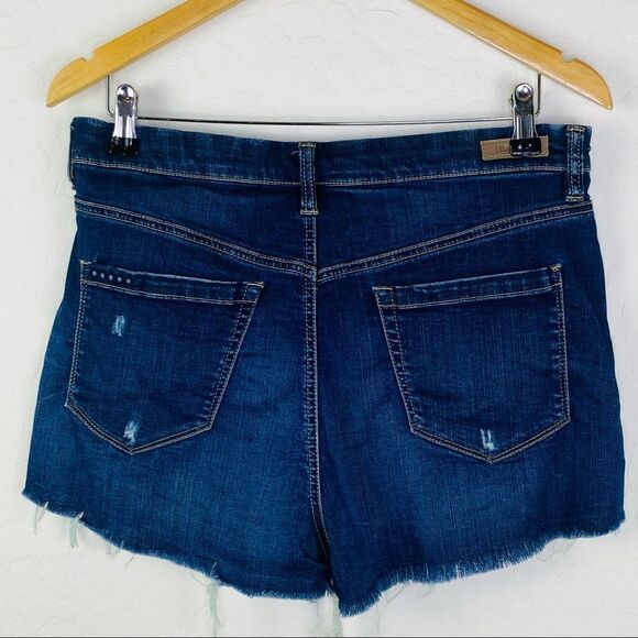 Blank NYC dark denim stretch distressed wedge shirt size 30 - Picture 2 of 7